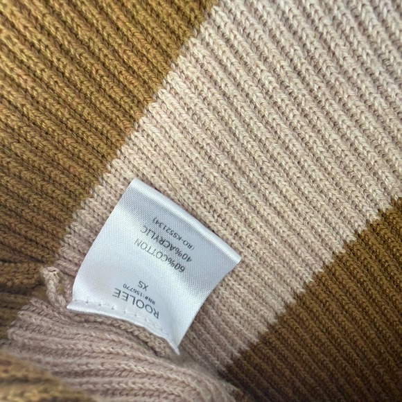 ROOLEE Striped Sweater Womens XS Ribbed Knit Pullover Boho Minimalist Oversized - Picture 5 of 7